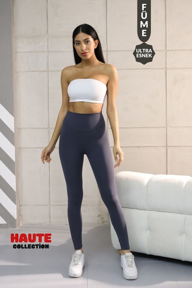 Balenbi Haute Kadın Yüksek Bel Incelten Toparlayıcı Modal Tayt 1058 Füme - XL