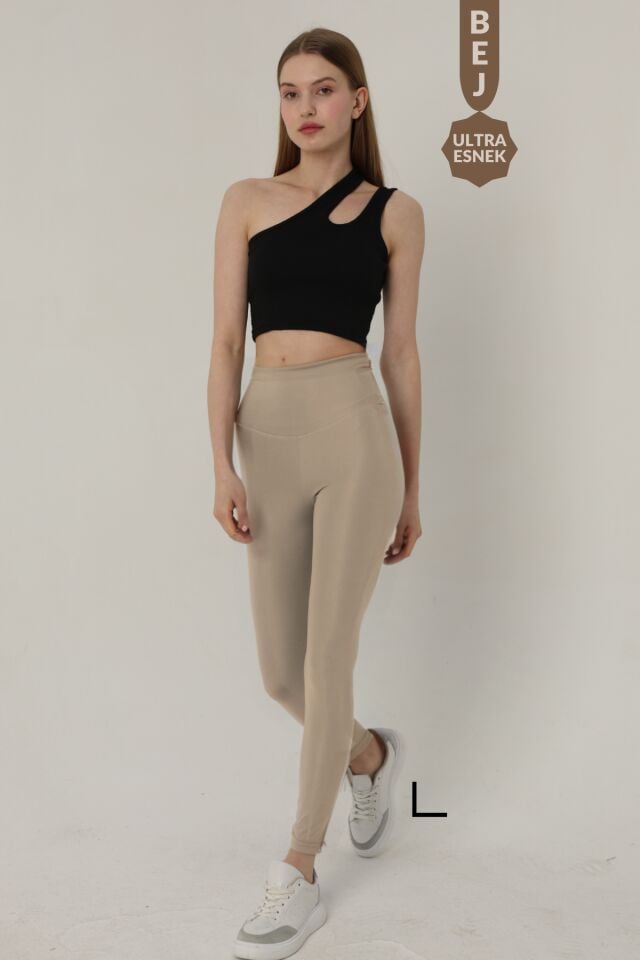 Balenbi Kadın Yüksek Bel Incelten Toparlayıcı Dalgıç Tayt 1051 Bej - S