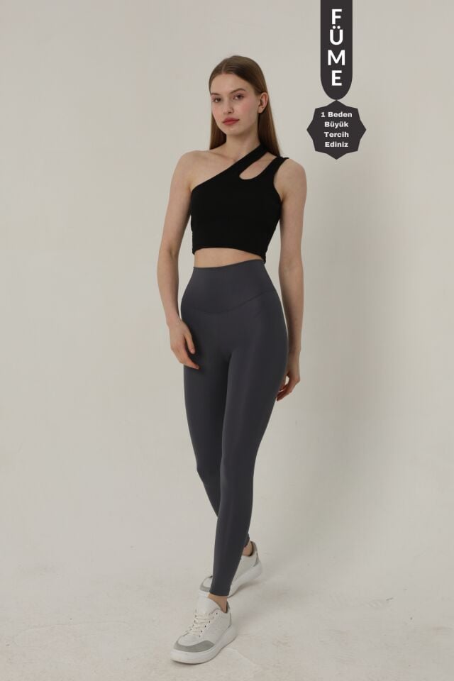 Balenbi Kadın Yüksek Bel Incelten Toparlayıcı Dalgıç Tayt 1051 Füme - L