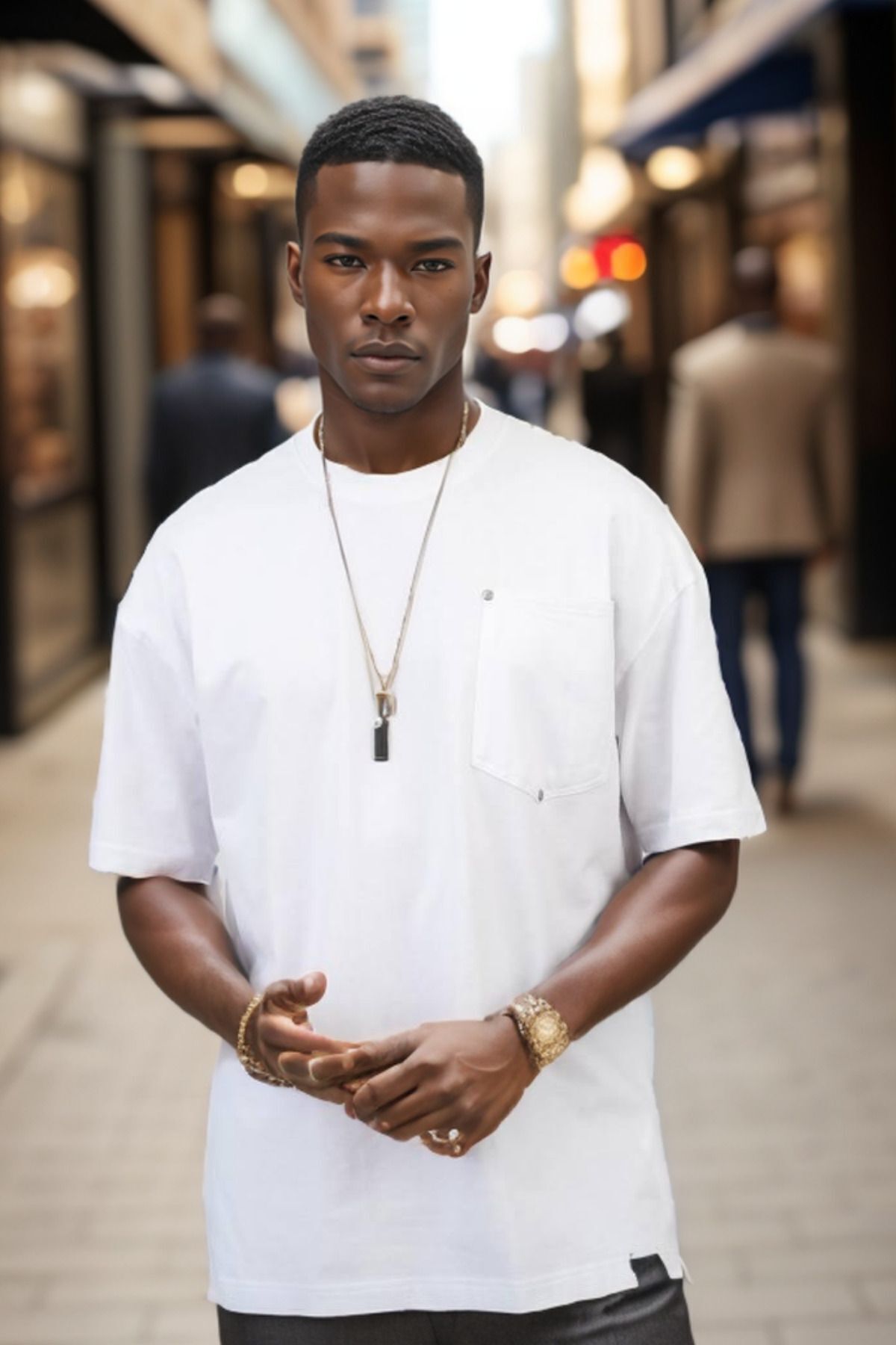 Balenbi Unisex Bisiklet Yaka Oversize Kalıp Penye Tişört 1004 S - Beyaz 3