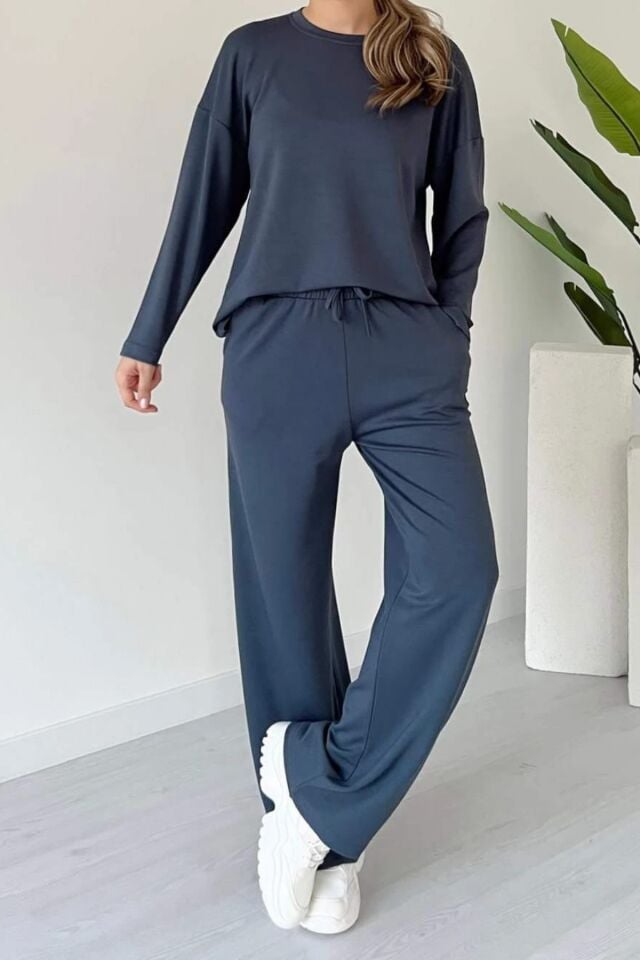 Balenbi Kadın Bisiklet Yaka Uzun Kollu Modal Takım 1109 Antrasit - S