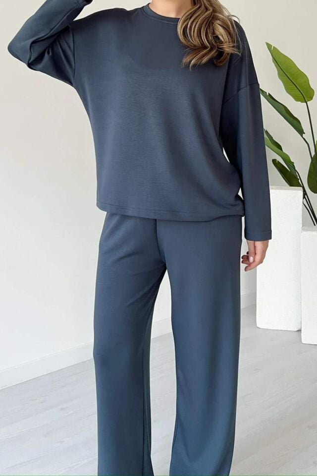 Balenbi Kadın Bisiklet Yaka Uzun Kollu Modal Takım 1109 S - Antrasit