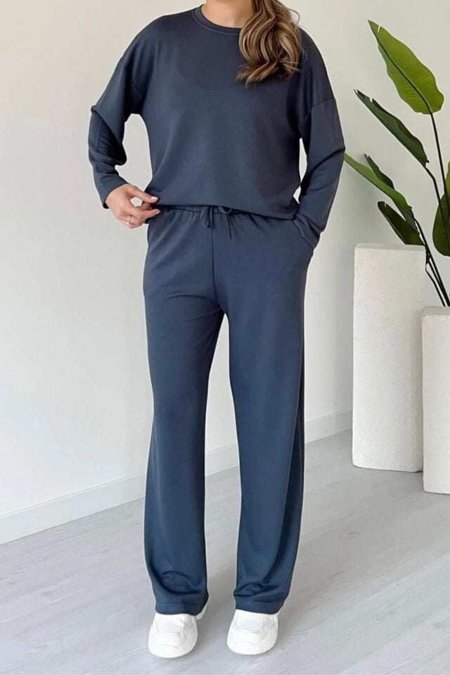 Balenbi Kadın Bisiklet Yaka Uzun Kollu Modal Takım 1109 Antrasit - S