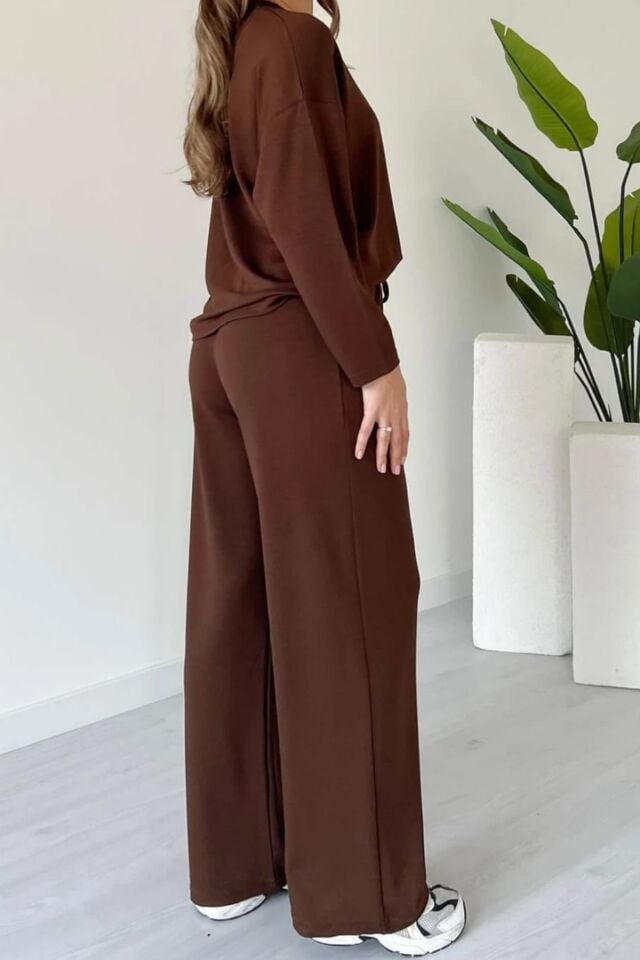 Balenbi Kadın Bisiklet Yaka Uzun Kollu Modal Takım 1109 S - Kahverengi