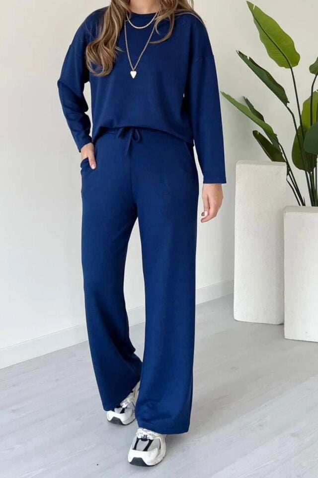 Balenbi Kadın Bisiklet Yaka Uzun Kollu Modal Takım 1109 Lacivert - S