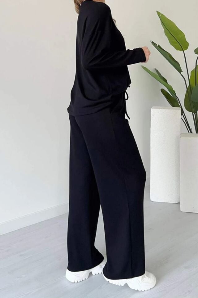 Balenbi Kadın Bisiklet Yaka Uzun Kollu Modal Takım 1109 S - Siyah