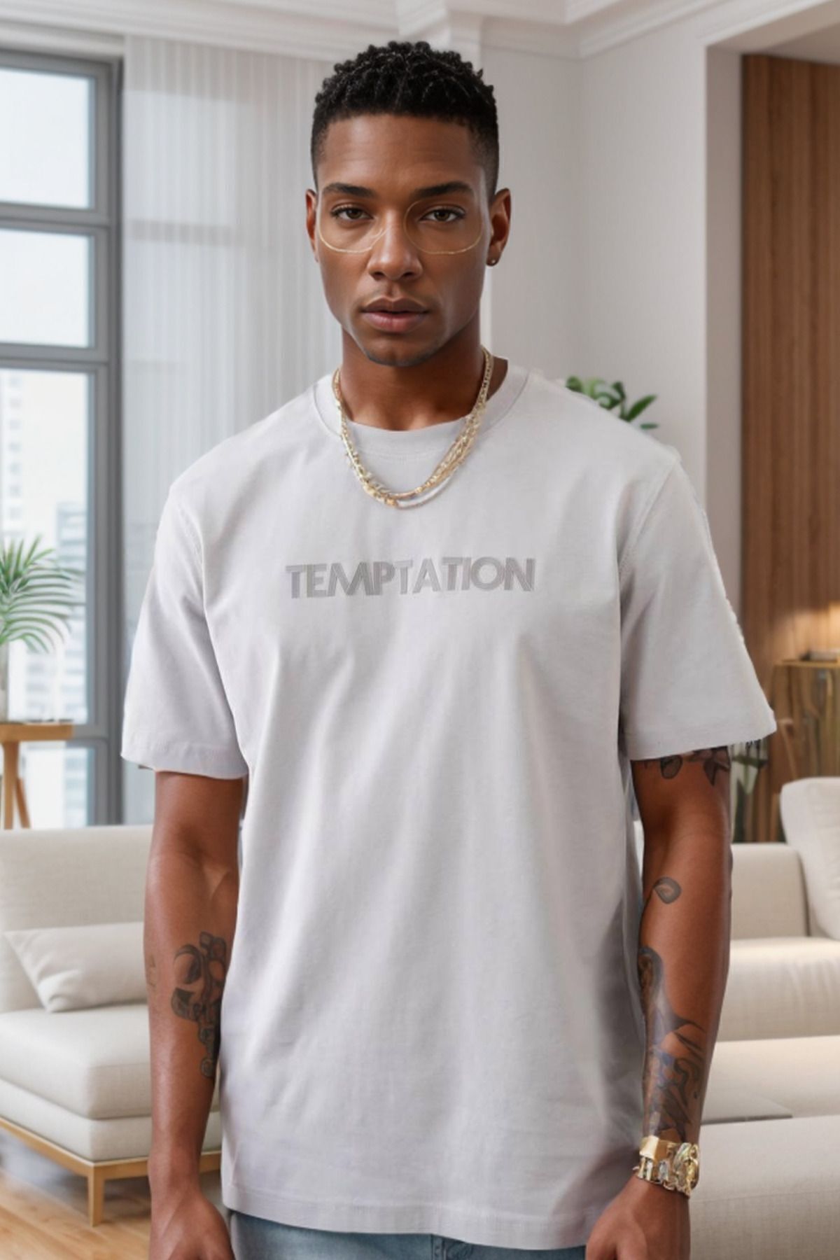 Balenbi Erkek Enjeksiyon Baskılı Regular Fit Penye Tişört 1002 2XL - Gri 2