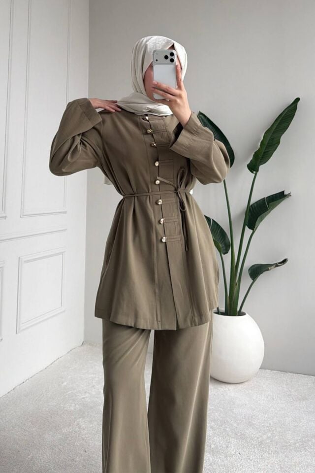 Balenbi Rahat Kesim Düğme Detaylı Tesettür Kadın Tnsel Takım 1166 – Form Serisi