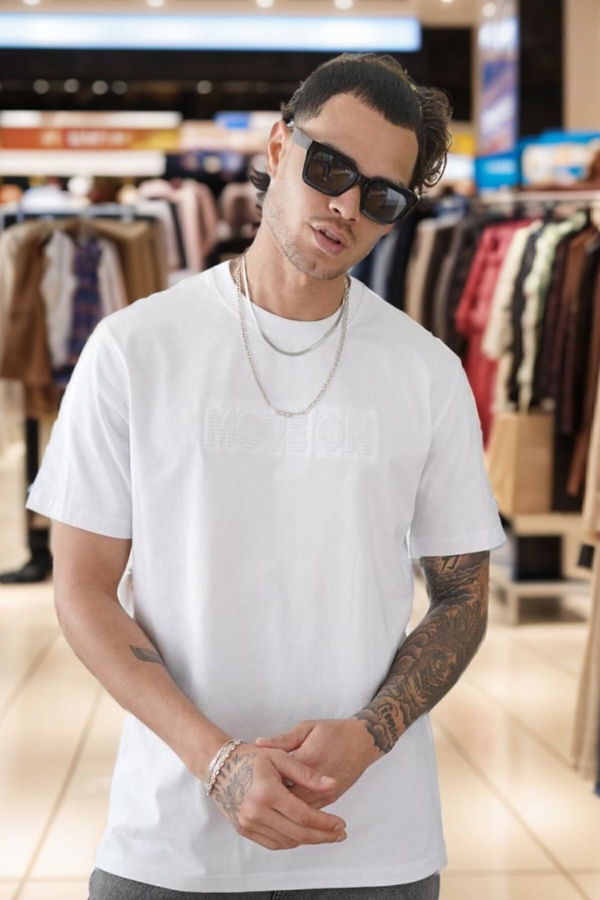 Balenbi Erkek Enjeksiyon Baskılı Regular Fit Penye Tişört 1002 2XL - Beyaz