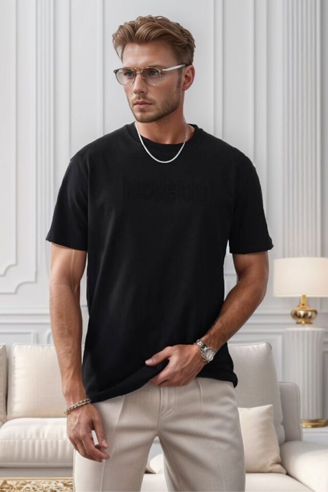 Balenbi Erkek Enjeksiyon Baskılı Regular Fit Penye Tişört 1002 M - Siyah