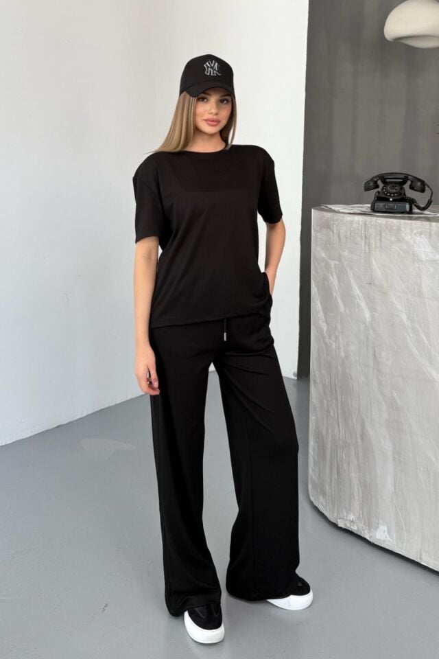 Balenbi Kadın Modal Kumaş Kısa Kollu Eşofman Takımı 1098 Siyah - M