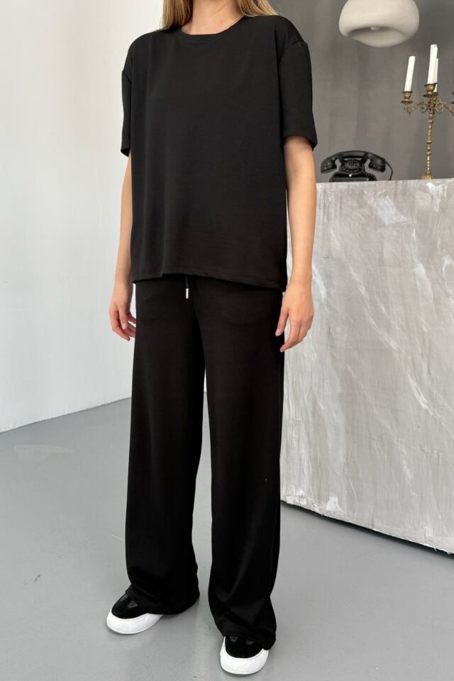 Balenbi Kadın Modal Kumaş Kısa Kollu Eşofman Takımı 1098 M - Siyah