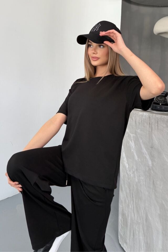 Balenbi Kadın Modal Kumaş Kısa Kollu Eşofman Takımı 1098 M - Siyah