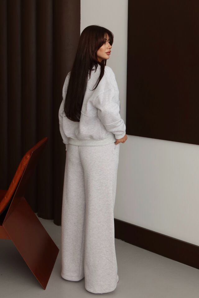 Balenbi Kadın 3 İplik İçi Polarlı Robalı Bomber Ceket Palazzo Takım 1143 XL - Karmelanj