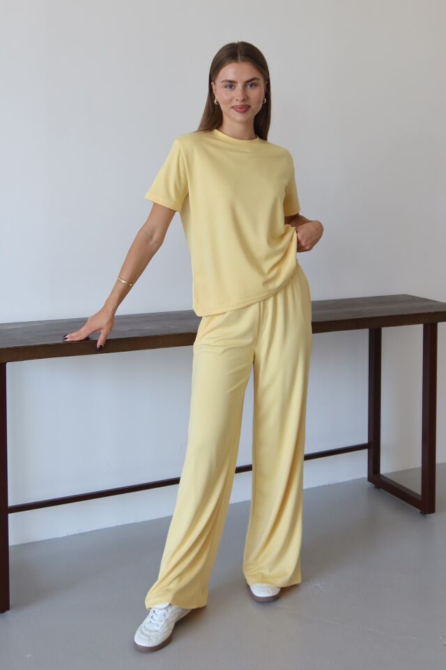 Balenbi Kadın Modal Kumaş Kısa Kollu Eşofman Takımı 1098 Sarı - L