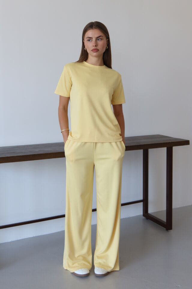 Balenbi Kadın Modal Kumaş Kısa Kollu Eşofman Takımı 1098 Sarı - L