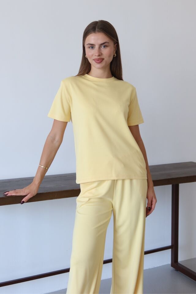 Balenbi Kadın Modal Kumaş Kısa Kollu Eşofman Takımı 1098 L - Sarı