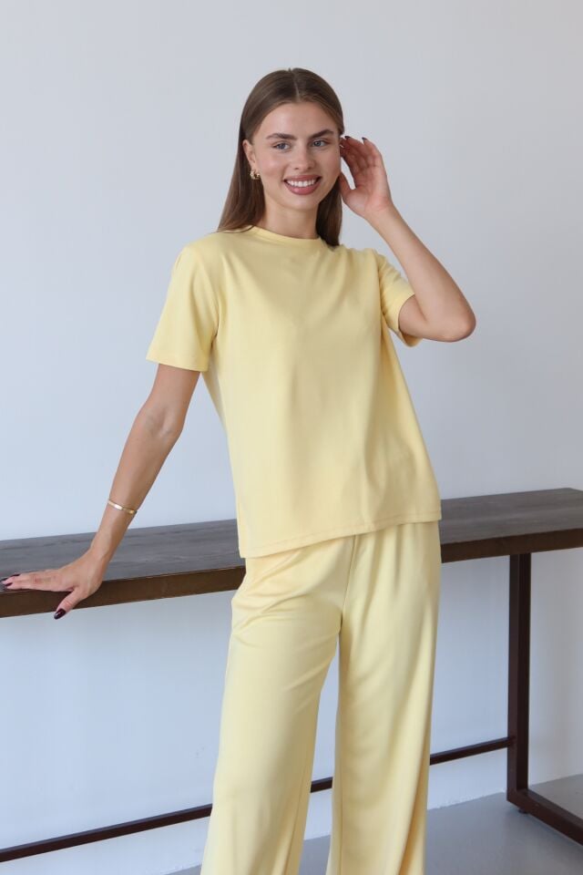 Balenbi Kadın Modal Kumaş Kısa Kollu Eşofman Takımı 1098 L - Sarı
