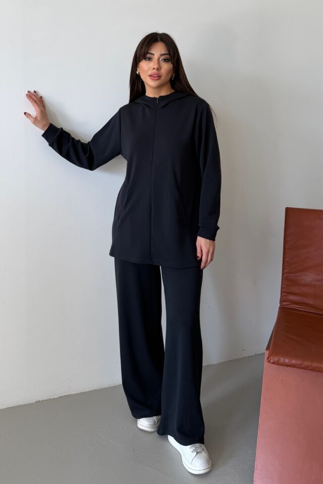 Balenbi Oversize Kapüşonlu Fermuarlı Modal Tesettür Takım 1186 – Form Serisi