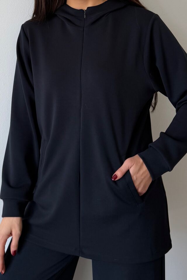 Balenbi Oversize Kapüşonlu Fermuarlı Modal Tesettür Takım 1186 – Form Serisi