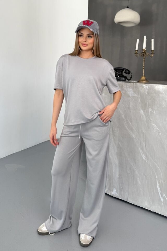 Balenbi Kadın Modal Kumaş Kısa Kollu Eşofman Takımı 1098 Gri - L