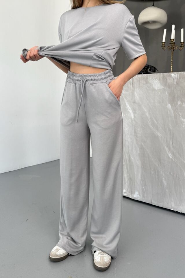 Balenbi Kadın Modal Kumaş Kısa Kollu Eşofman Takımı 1098 Gri - L