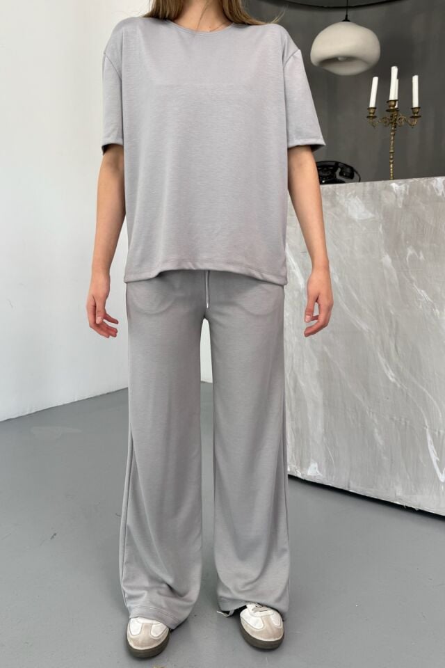 Balenbi Kadın Modal Kumaş Kısa Kollu Eşofman Takımı 1098 L - Gri