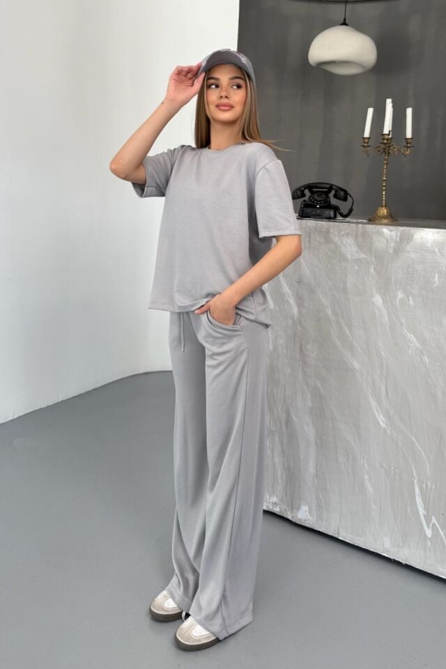 Balenbi Kadın Modal Kumaş Kısa Kollu Eşofman Takımı 1098 L - Gri