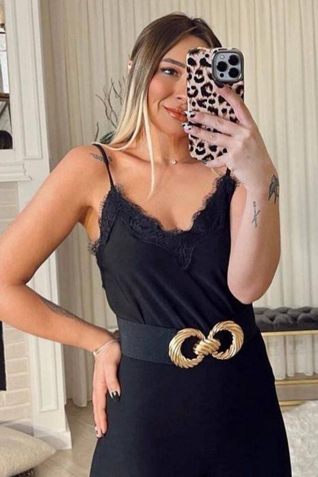 Balenbi Kadın Dantel Detaylı İp Askılı Sandy Bluz 1070