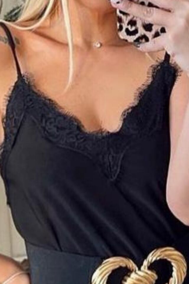 Balenbi Kadın Dantel Detaylı İp Askılı Sandy Bluz 1070