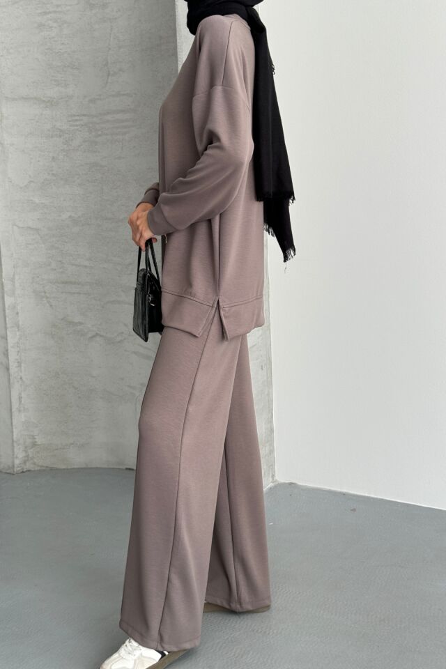 Feela Moda Kadın Oysh Modal Oversize Tesettür Tunik Takım 2020 S - Vizon