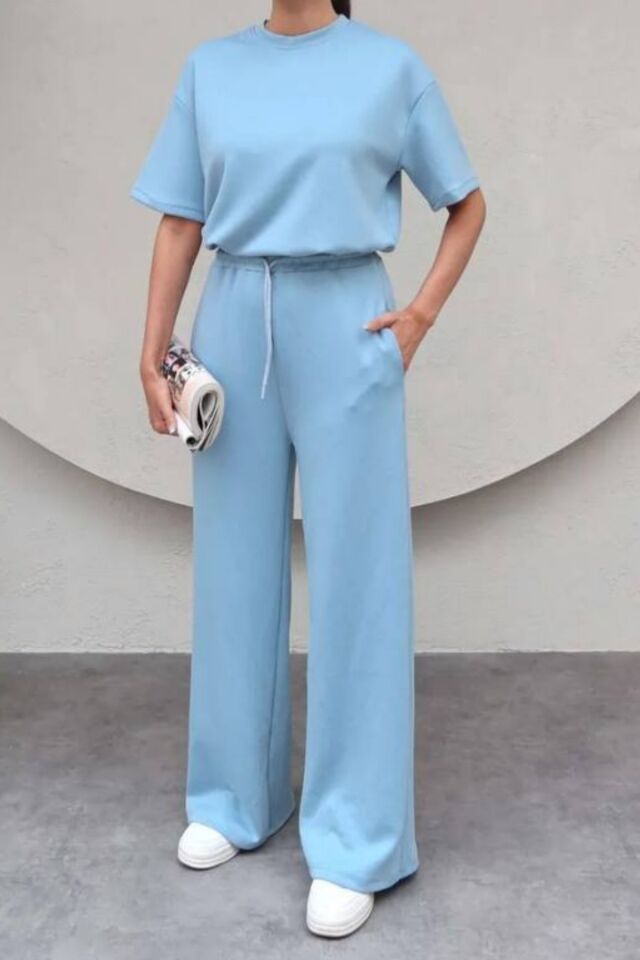 Balenbi Kadın Modal Kumaş Kısa Kollu Eşofman Takımı 1098 2XL - Mavi