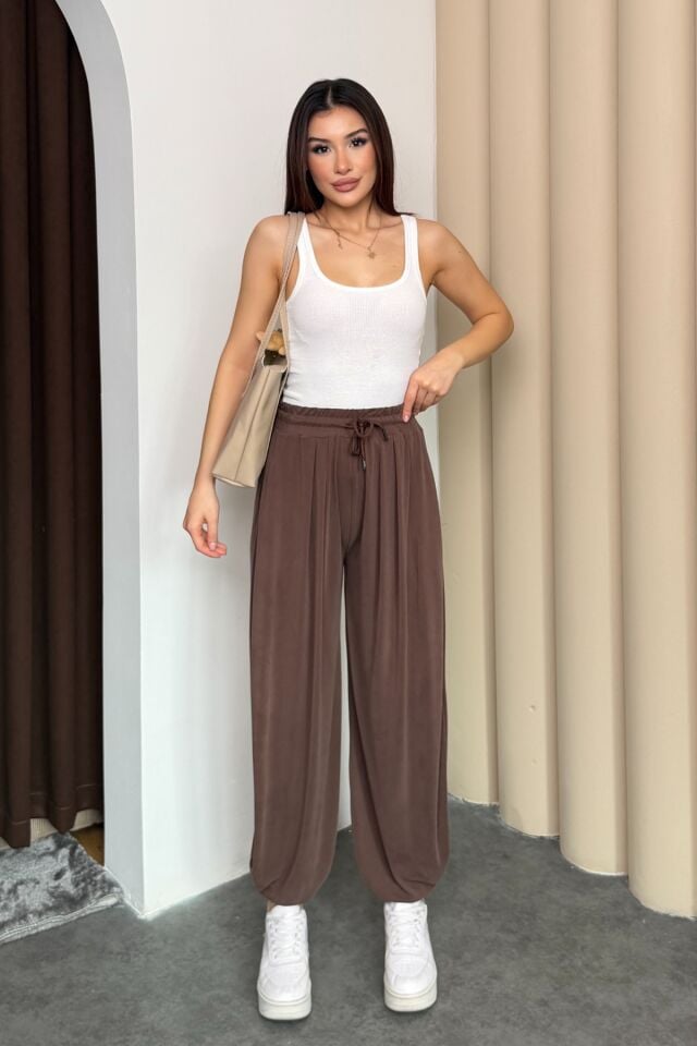 Balenbi Premium Stirrup Model Kadın Modal Şalvar Pantolon 1184 36 - Kahverengi