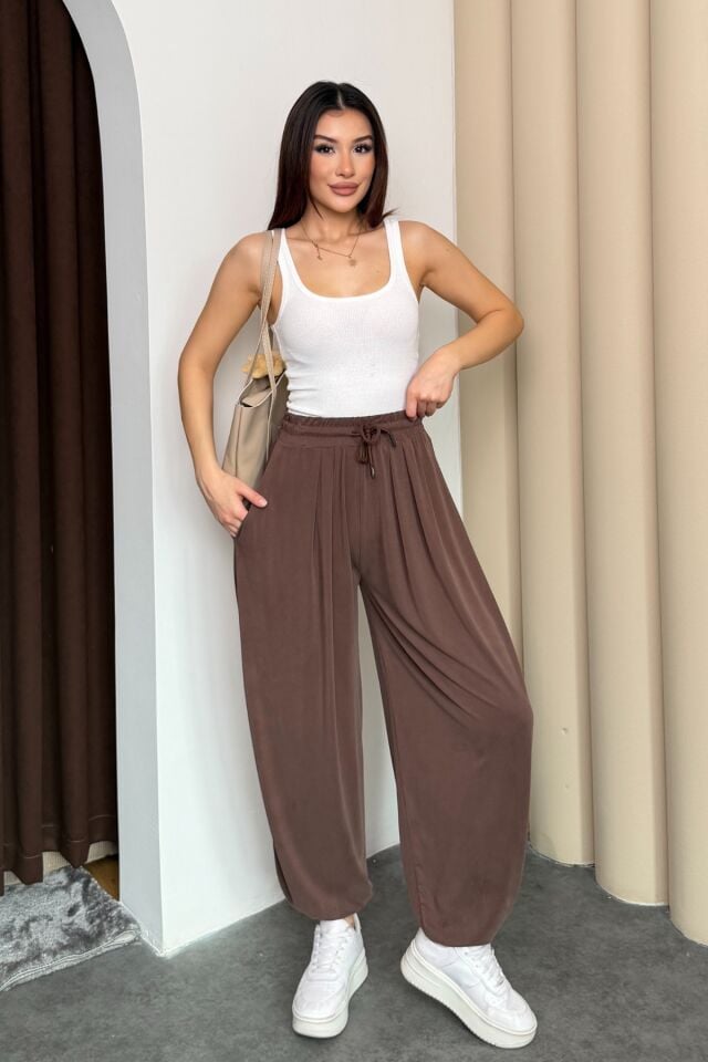 Balenbi Premium Stirrup Model Kadın Modal Şalvar Pantolon 1184 36 - Kahverengi