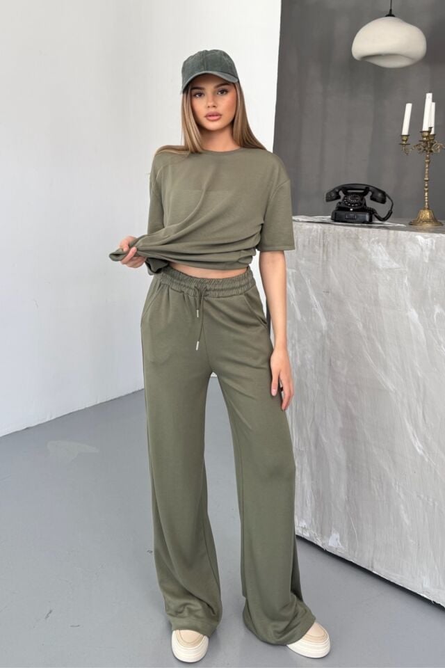 Balenbi Kadın Modal Kumaş Kısa Kollu Eşofman Takımı 1098 L - Haki