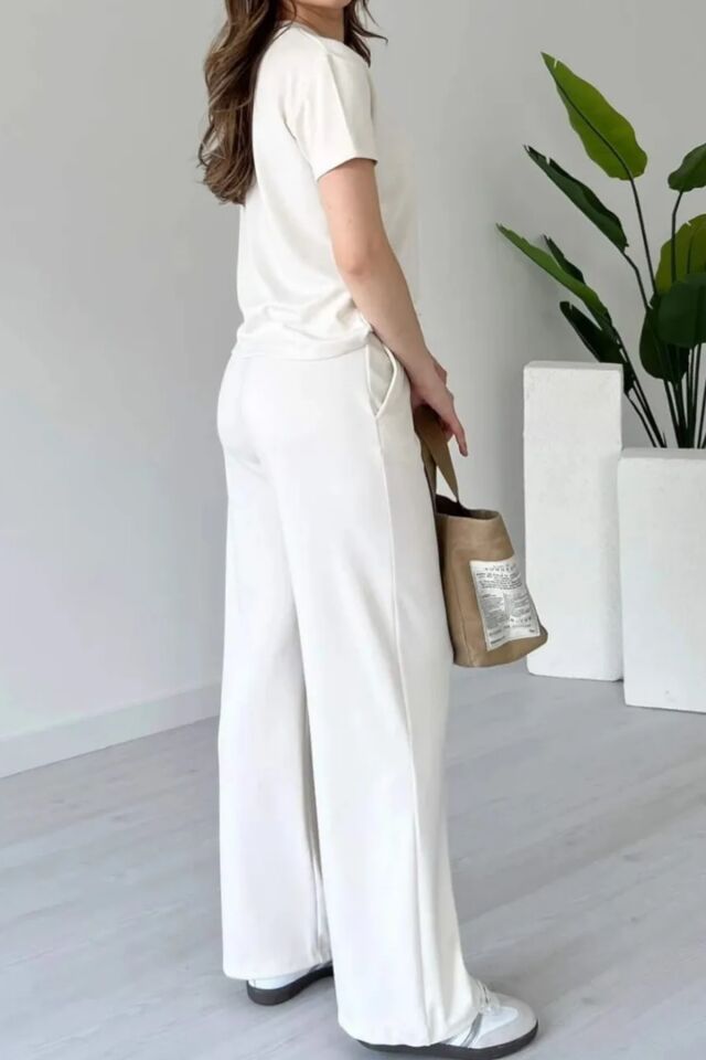 Balenbi Kadın Modal Kumaş Kısa Kollu Eşofman Takımı 1098 2XL - Beyaz