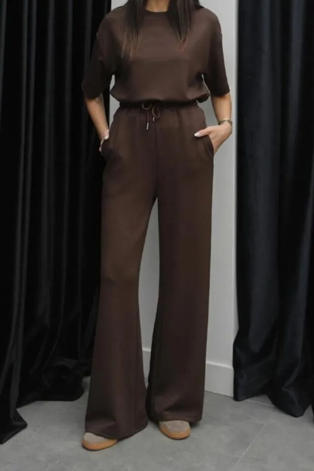 Balenbi Kadın Modal Kumaş Kısa Kollu Eşofman Takımı 1098 2XL - Acı Kahve