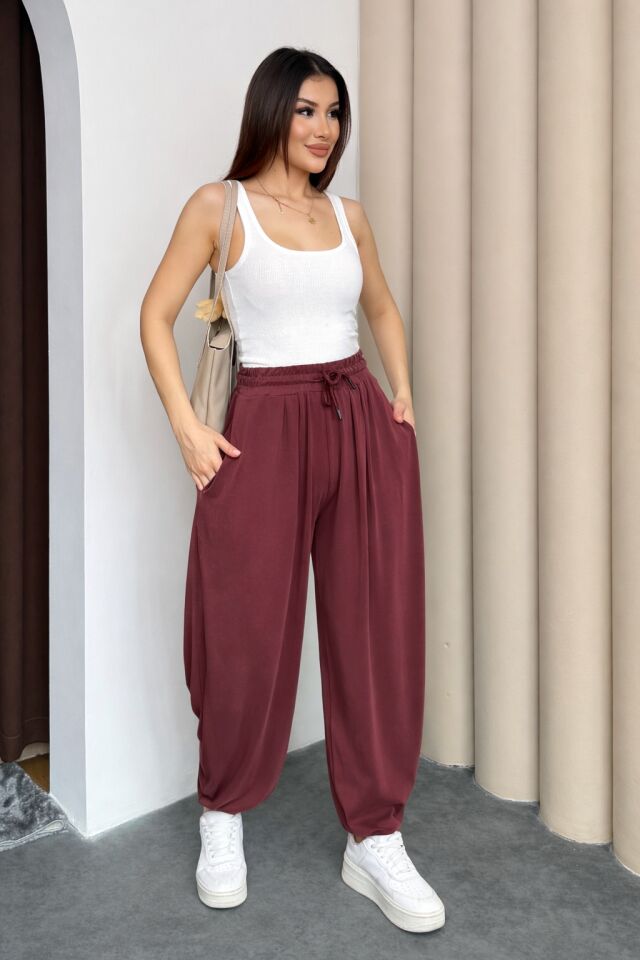 Balenbi Premium Stirrup Model Kadın Modal Şalvar Pantolon 1184 36 - Bordo