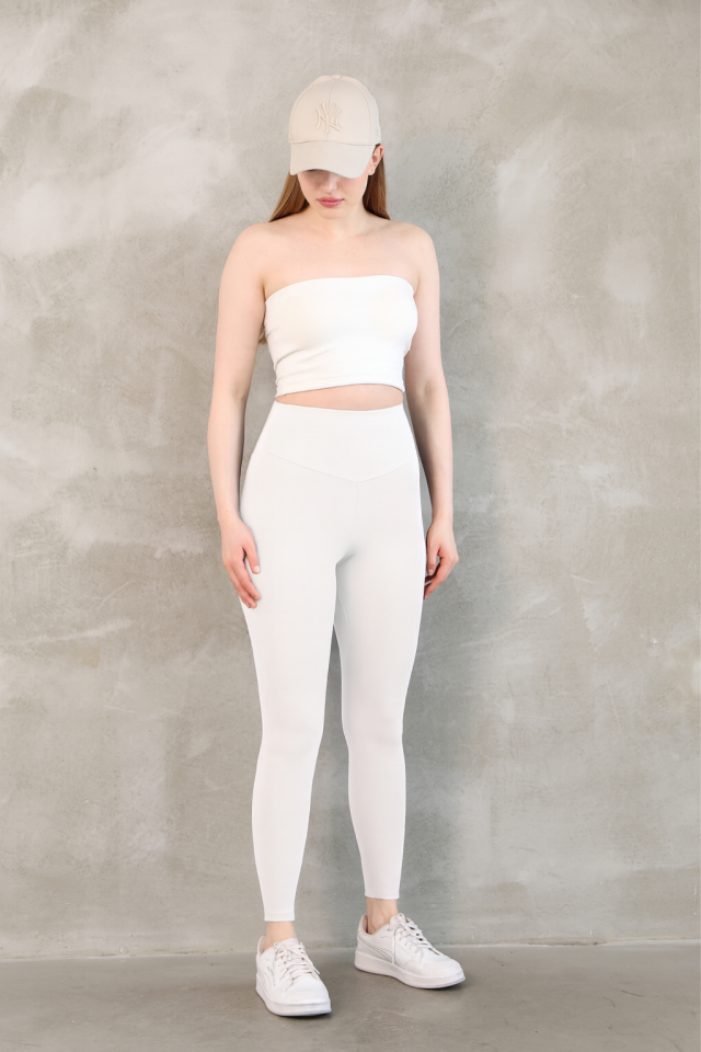 Feela Moda Premium Push Up Yüksel Bel Toparlayıcı Tayt 2005 XL - Beyaz