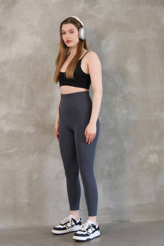 Feela Moda Premium Push Up Yüksel Bel Toparlayıcı Tayt 2005 XL - Füme