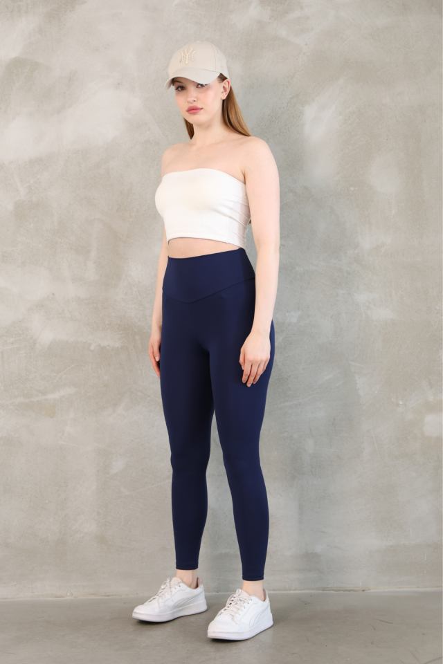 Feela Moda Premium Push Up Yüksel Bel Toparlayıcı Tayt 2005 XL - Lacivert