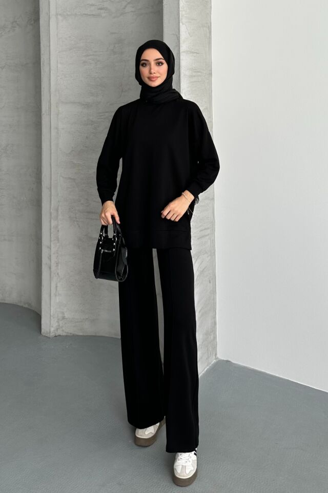 Feela Moda Kadın Oysh Modal Oversize Tesettür Tunik Takım 2020 S - Siyah