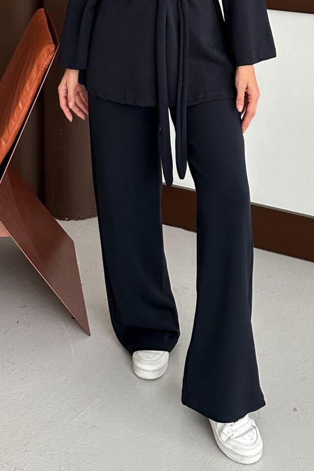 Balenbi Kadın Premium Modal Kumaş Kuşaklı Tunik Tesettür Takım 1138 XL - Siyah